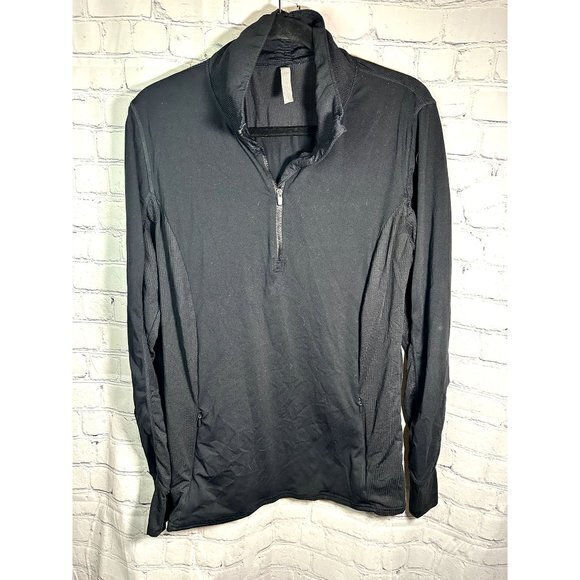 FABLETICS LADIES BLACK‎ 1/4 ZIP FRONT ATHLETIC LONG SLEEVE (XL)    EUC    G-35 - Picture 1 of 5